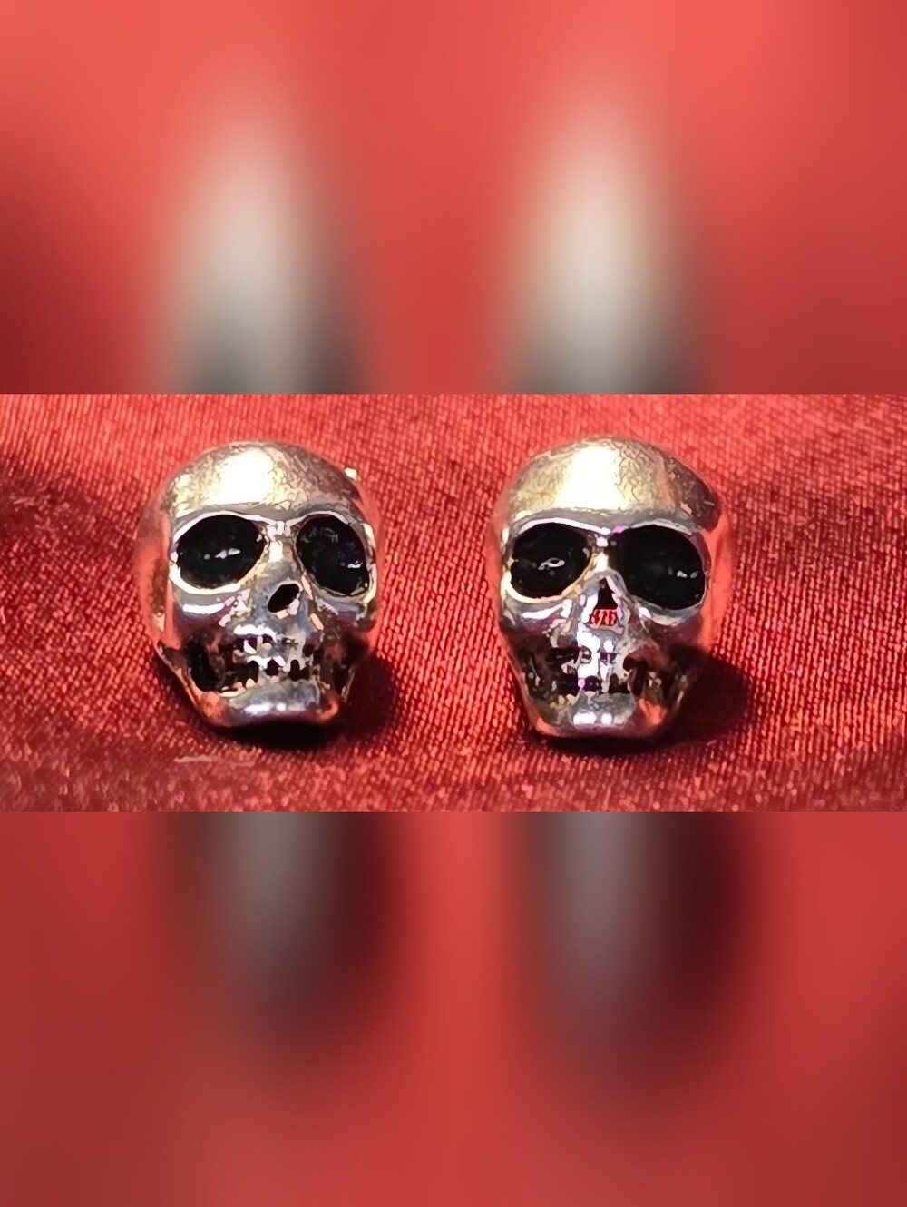 Unisex Sterling Silver Skull Earrings